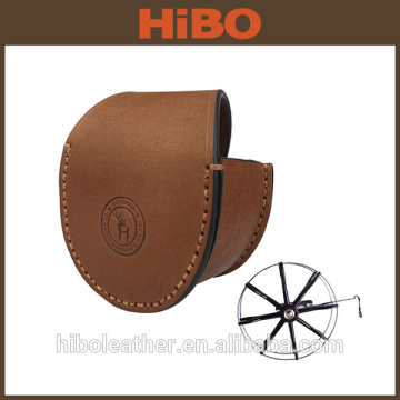 Custom Logo Genuine Leather Reel Case, Leather Bag For Fly Fishing Tackle